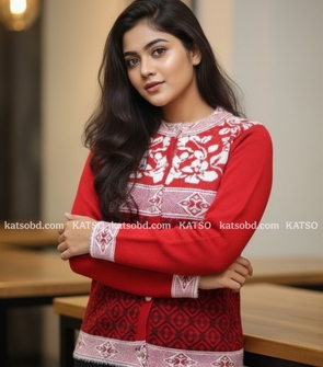 Floral & Geometric Knit Cardigan