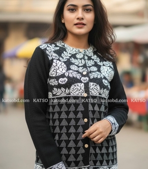 Floral & Geometric Knit Cardigan