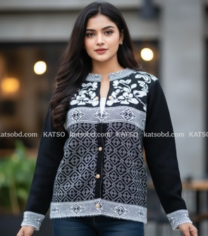 Floral & Geometric Knit Cardigan