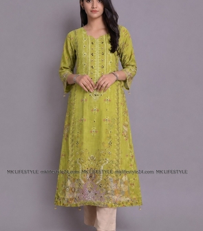 Classic Olive Embroidered Kurti